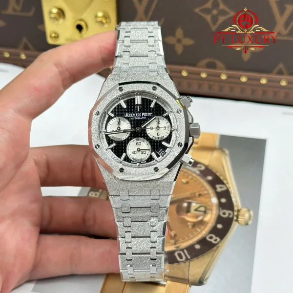 Replica Audemars Piguet Royal Oak Chronograph 26239BC Frosted White Gold Quadrante Nero Super Clone APSF 41mm Orologio