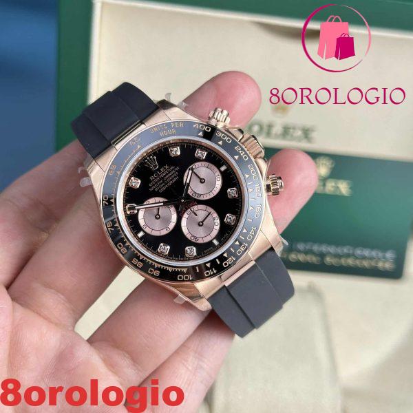 Replica Rolex Daytona 126515LN-0004 Oro Rosa Quadrante Nero Lucente & Sundust Diamanti Oysterflex 142g Super Clone 40mm Orologio - immagine 4