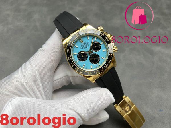 Replica Rolex Daytona 126518LN-0014 Oro Giallo Quadrante Turchese Blu & Nero Oysterflex 1:1 THBF 40mm Orologio
