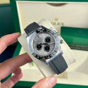 Replica Rolex Daytona 126519-0006 Acciaio & Quadrante Nero Lucido Cinturino in Gomma Oysterflex Clean Factory 40mm Orologio
