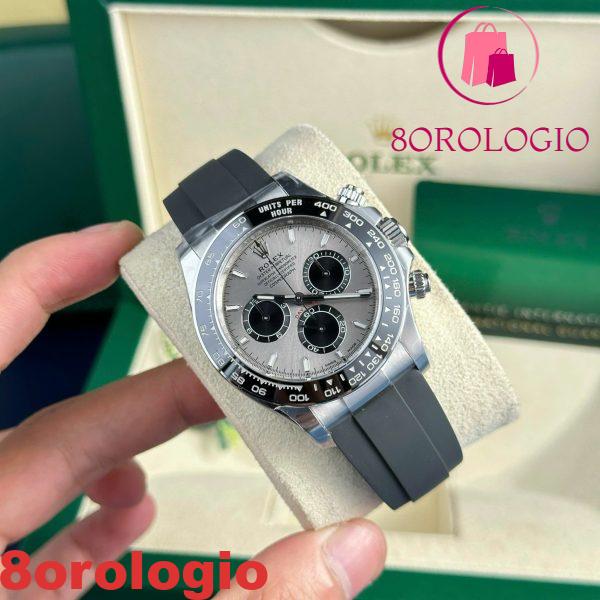 Replica Rolex Daytona 126519-0006 Acciaio & Quadrante Nero Lucido Cinturino in Gomma Oysterflex Clean Factory 40mm Orologio - immagine 7