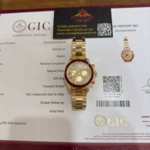Rolex Daytona 126598TRU Replica Personalizzato 18K Oro Massiccio Rubini Naturali Diamanti Naturali 40mm Orologio