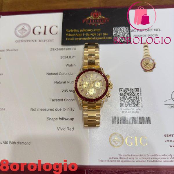 Rolex Daytona 126598TRU Replica Personalizzato 18K Oro Massiccio Rubini Naturali Diamanti Naturali 40mm Orologio