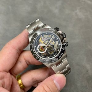 Replica migliore della fabbrica Sonic Rolex Daytona Artisans De Genève quadrante scheletrato lunetta in ceramica nera 40mm Orologio