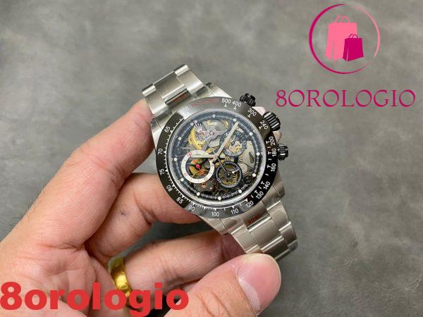 Replica migliore della fabbrica Sonic Rolex Daytona Artisans De Genève quadrante scheletrato lunetta in ceramica nera 40mm Orologio