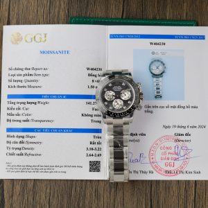 Rolex Daytona Quadrante Nero MOP Indici Personalizzati in Moissanite Bracciale Oyster Migliore Replica 40mm Orologio