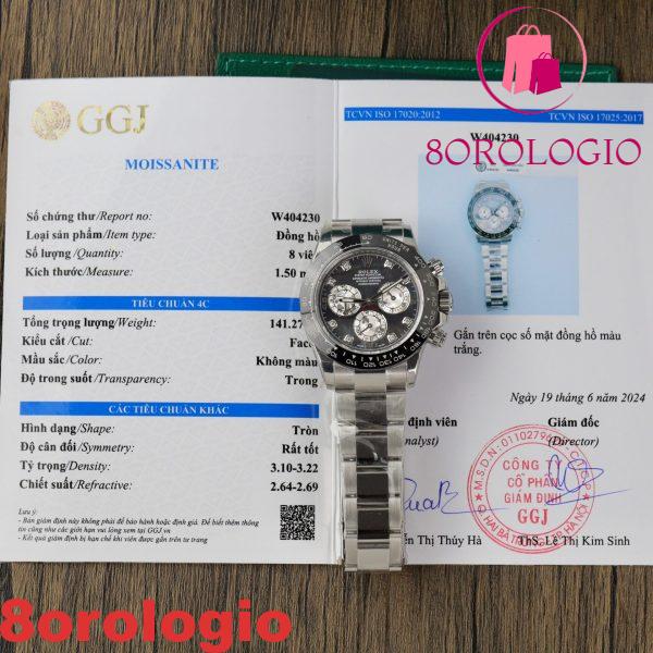 Rolex Daytona Quadrante Nero MOP Indici Personalizzati in Moissanite Bracciale Oyster Migliore Replica 40mm Orologio