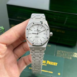 Audemars Piguet Royal Oak 15454BC Frosted White Gold White Dial Migliore Replica APSF 37mm Orologio