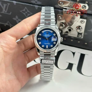 Rolex Day-Date 128239-0023 Quadrante Blu Ombré con Diamanti 158g Miglior Replica QF 36mm Orologio