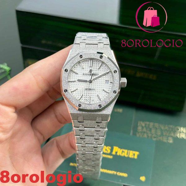 Audemars Piguet Royal Oak 15454BC Frosted White Gold White Dial Migliore Replica APSF 37mm Orologio