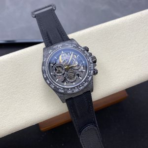 Rolex Daytona DiW Scheletro Quadrante Nero Cinturino in Fibra di Carbonio e Nylon Replica 1:1 Migliore 40mm Orologio