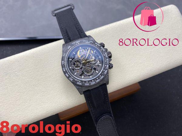 Rolex Daytona DiW Scheletro Quadrante Nero Cinturino in Fibra di Carbonio e Nylon Replica 1:1 Migliore 40mm Orologio