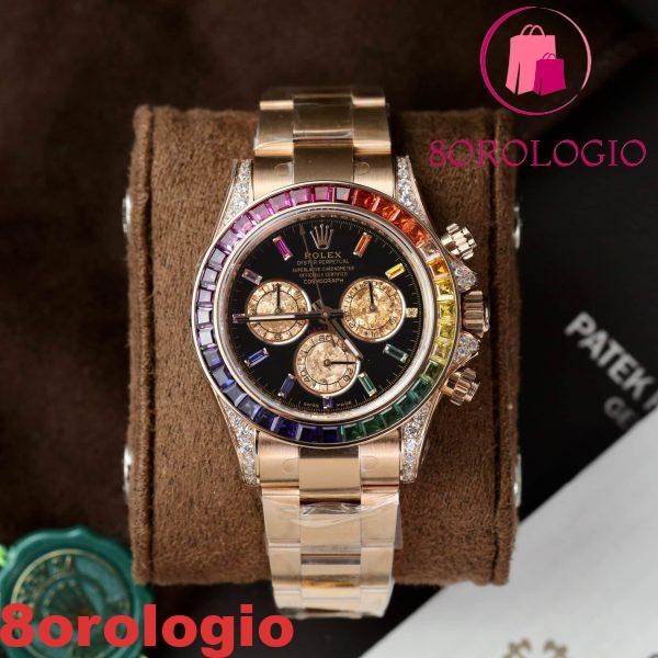 Rolex Daytona Rainbow 116595 Oro Rosa Calibro 4130 Super Replica 40mm Orologio