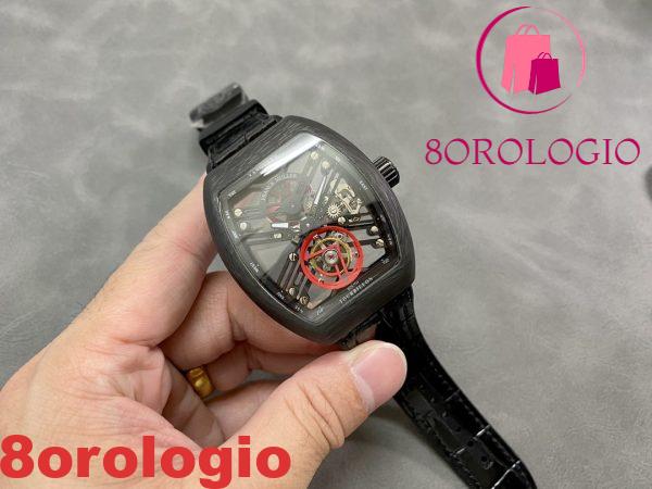 Franck Muller Vanguard Skeleton Tourbillon Black Carbon Fiber Migliore Replica ABF 45mm Orologio - immagine 3