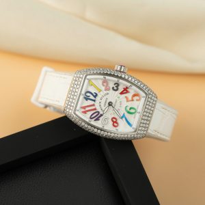 Franck Muller Vanguard V32 QZ.BLC Color Dream Quadrante Bianco Custom Moissanite Migliore Replica ABF 32mm Orologio
