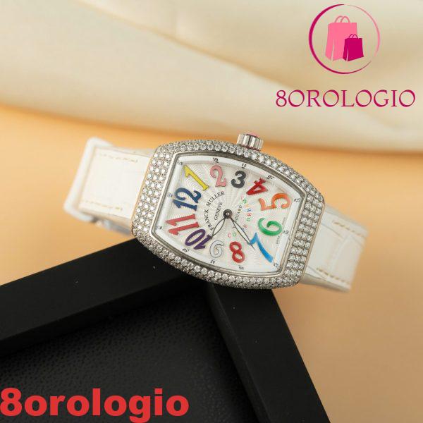 Franck Muller Vanguard V32 QZ.BLC Color Dream Quadrante Bianco Custom Moissanite Migliore Replica ABF 32mm Orologio - immagine 3