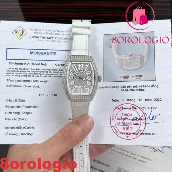 Franck Muller Vanguard V32 White Custom Full Moissanite Migliore Replica ABF 32mm Orologio