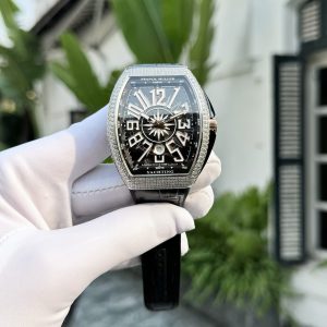 Franck Muller Vanguard V45 Quadrante Nero Diamanti CZ Stones Replica ABF 45mm Orologio