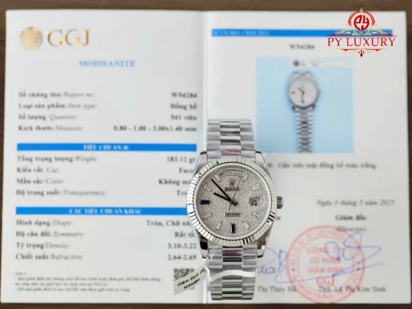 Rolex Day-Date 228236-0009 Quadrante in Moissanite Personalizzato 1:1 Migliore Replica QF 40mm Orologio - immagine 4