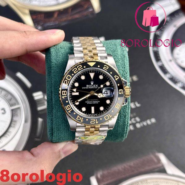 Rolex GMT-Master II 126713GRNR Due Toni Oro Giallo Quadrante Nero Jubilee Migliore Replica CF 40mm Orologio