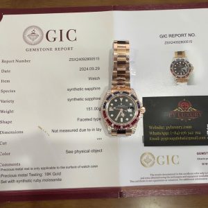 Rolex GMT-Master II 126755SARU Replica in Oro 18K con Moissanite Personalizzato e Ghiera in Rubino Sintetico e Zaffiro 40mm Orologio