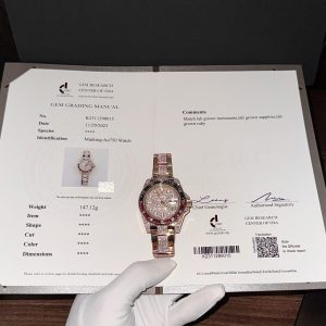 Rolex GMT-Master II 126755SARU-DIAO Replica 18K Oro Personalizzato Moissanite Rubino & Zaffiro Lunetta 40mm Orologio