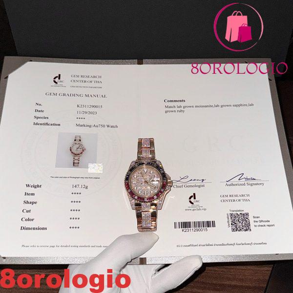 Rolex GMT-Master II 126755SARU-DIAO Replica 18K Oro Personalizzato Moissanite Rubino & Zaffiro Lunetta 40mm Orologio - immagine 2