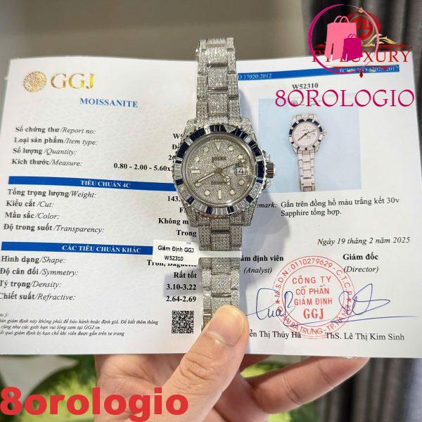 Replica Rolex GMT-Master II Iced Out Moissanite Baguette Zaffiro & Moissanite Lunetta 1:1 Migliore 40mm Orologio - immagine 2