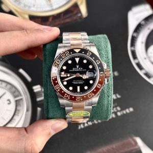 Rolex GMT-Master II Root Beer Two Tone Quadrante Nero Replica Super Clone Clean Factory 40mm Orologio