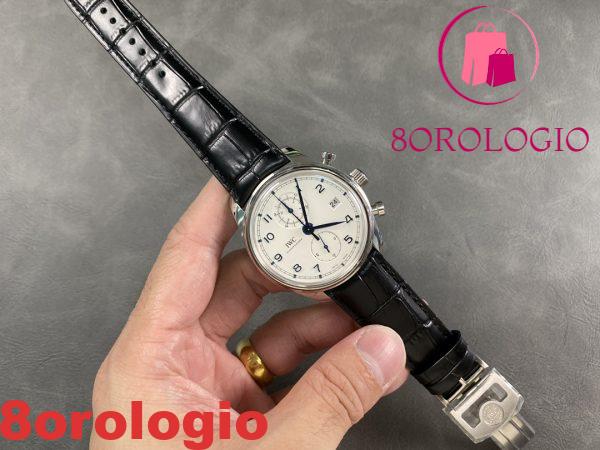 IWC Portugieser Chronograph Classic IW390302 Quadrante Bianco Cinturino in Pelle Replica Migliore APSF 42mm Orologio - immagine 2