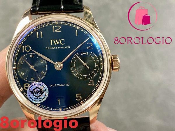 IWC Portugieser IW500713 Oro Rosa Quadrante Blu Cinturino in Pelle Migliore Replica APSF 42mm Orologio - immagine 2