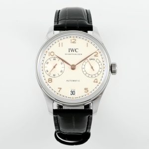IWC Portugieser IW501701 Acciaio Quadrante Argento Cinturino in Pelle Nera Replica Migliore APSF 42mm Orologio