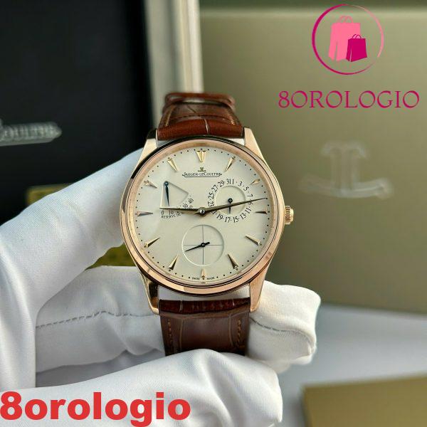 Jaeger-LeCoultre Master Ultra Thin Reserve De Marche Oro Rosa Quadrante Champagne Cinturino in Pelle Miglior Replica ZF 39mm Orologio