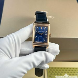 Jaeger-LeCoultre Reverso Tribute Monoface Small Seconds Oro Rosa Quadrante Blu Migliore Replica MGF 45.6×27.4mm Orologio