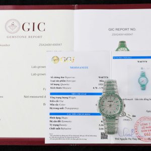 Patek Philippe Ladies Natilus 7118/1453G-001 Iced Out Moissanite Green Migliore Replica 35.2mm Orologio
