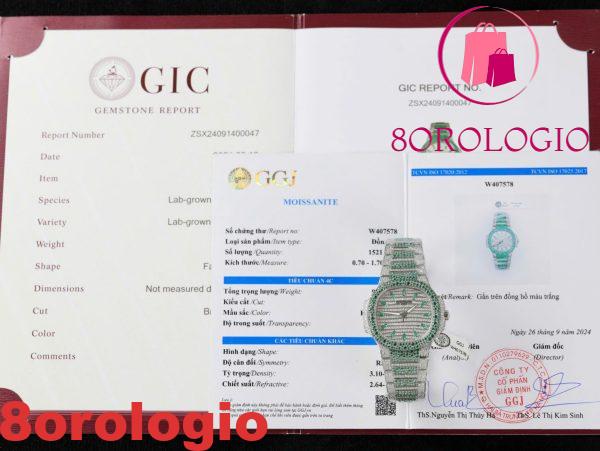 Patek Philippe Ladies Natilus 7118/1453G-001 Iced Out Moissanite Green Migliore Replica 35.2mm Orologio