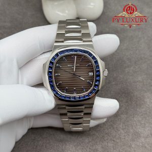 Replica Patek Philippe Nautilus 5711/111P-001 Zaffiro Blu Personalizzato 1:1 Platino Reale 40mm Orologio