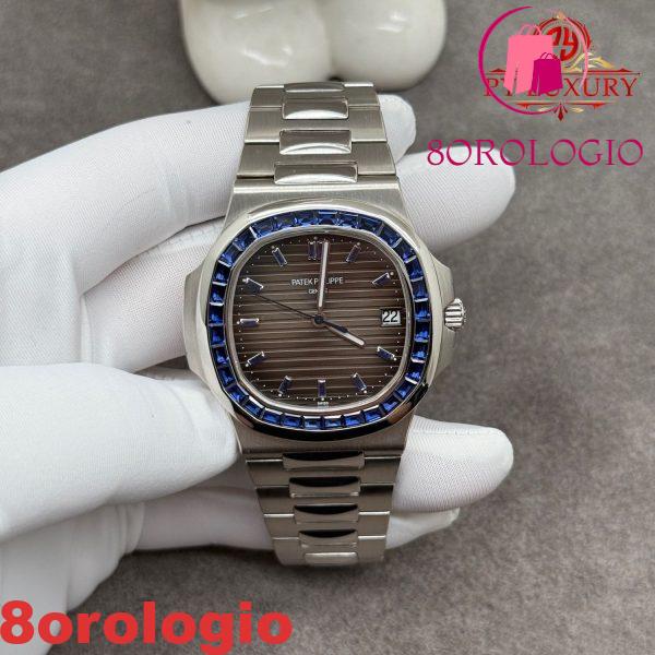Replica Patek Philippe Nautilus 5711/111P-001 Zaffiro Blu Personalizzato 1:1 Platino Reale 40mm Orologio - immagine 2