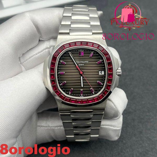 Patek Philippe Nautilus 5711/112P-001 Platino Replica Personalizzata 1:1 Rubino Naturale 40mm Orologio