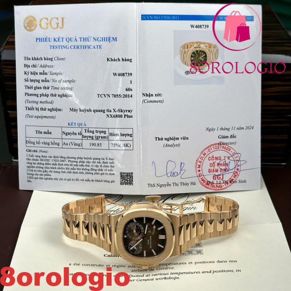 Patek Philippe Nautilus 5712/1R-001 Quadrante Marrone Oro Massiccio 18K replica CNC su Misura 40mm Orologio - immagine 2