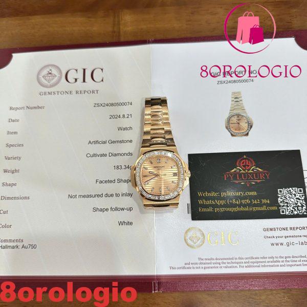 Patek Philippe Nautilus 5723/1R-001 Quadrante Oro Rosa 18K Oro Massiccio Replica Diamanti Baguette 40mm Orologio