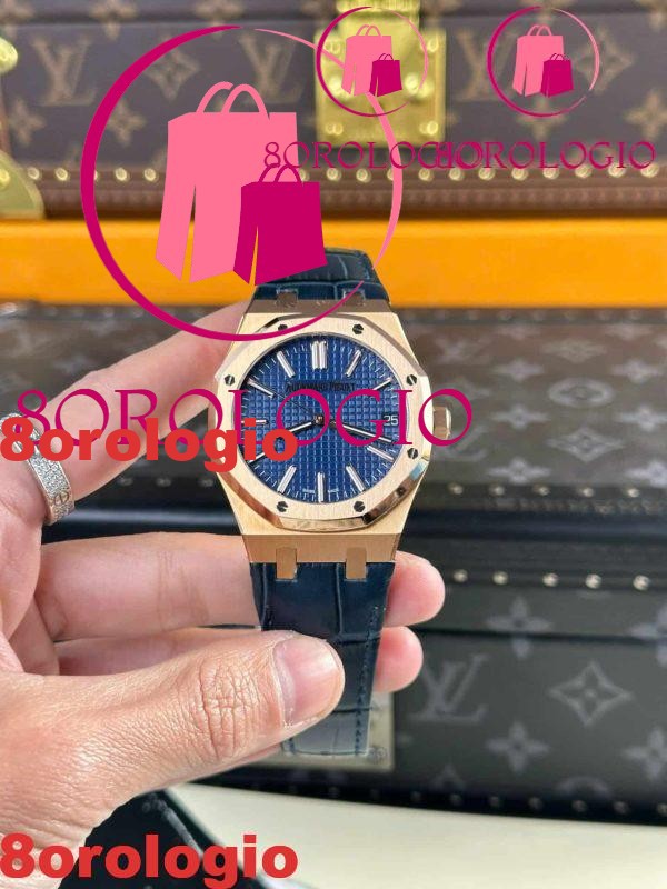 Audemars Piguet Royal Oak 15510OR 50th Anniversary Quadrante Blu Pelle Migliore Replica APSF 41mm Orologio - immagine 3