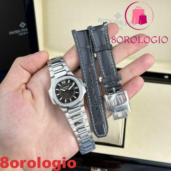 Patek Philippe Nautilus 7010 Quadrante Marrone Lunetta con Diamanti Donna Svizzero Quarzo Migliore Replica 32mm Orologio