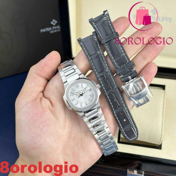 Patek Philippe Nautilus 7010 Quadrante Argento Donna Svizzero al Quarzo Migliore Replica 32mm Orologio - immagine 4