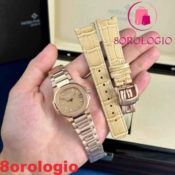 Orologio da donna Patek Philippe Nautilus 7010/1R Quadrante dorato Oro rosa Quarzo Replica migliore 32mm Orologio