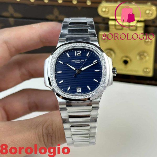 Patek Philippe Nautilus 7118/1200A-001 Quadrante Blu Ghiera di Diamanti Miglior Replica 35.2mm Orologio - immagine 2