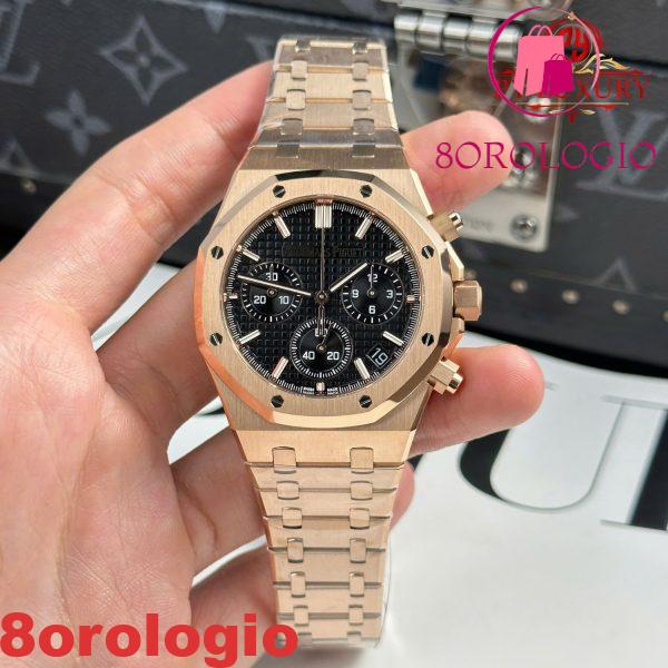 Audemars Piguet Royal Oak 26240OR Chronograph Oro Rosa Quadrante Nero 1:1 Migliore Replica APSF 41mm Orologio - immagine 6