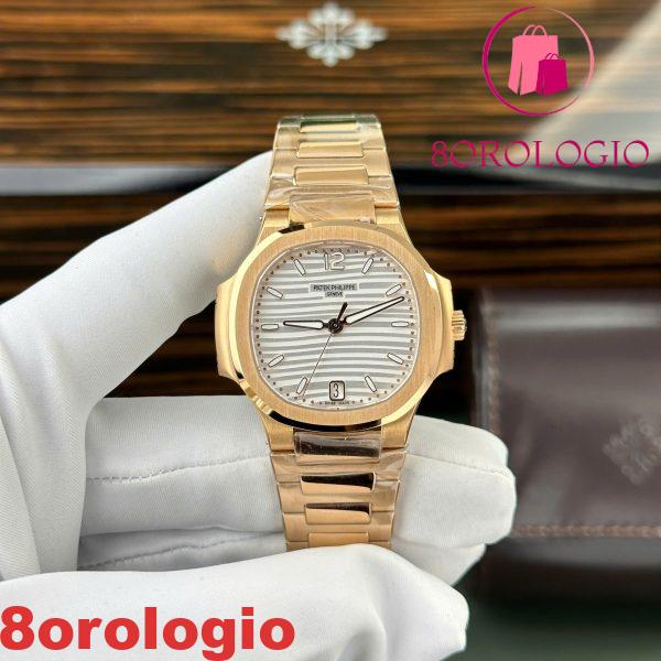 Patek Philippe Nautilus 7118/1R-001 Oro Rosa Quadrante Bianco Replica Migliore 3KF 35.2mm Orologio