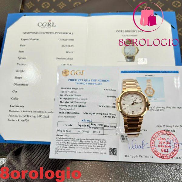 Replica migliore Patek Philippe Nautilus 7118/1R-001 quadrante bianco oro rosa 18K 35,2mm Orologio