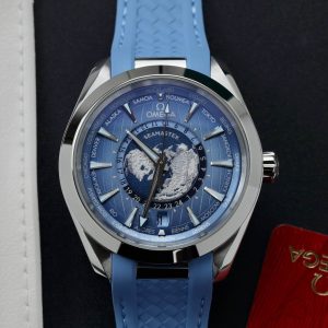 Omega Aqua Terra GMT Worldtimer Summer Blue Cinturino in Gomma Replica Migliore VSF 43mm Orologio